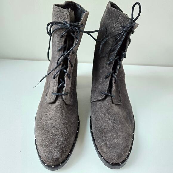 Freda Salvador NEW Ace Suede Leather Grey Lace Up High Heel Desert Boots Size 7 - Picture 3 of 11